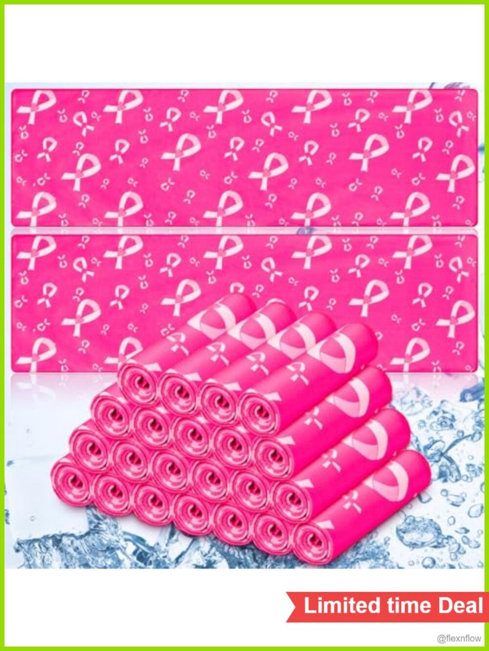 24 Pack Breast Cancer Awareness Cooling Towels Pink Ribbon Polyester